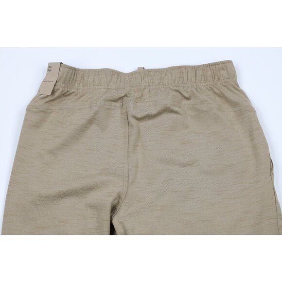 New Nike Yoga Mens Small Mini Swoosh Cuffed Sweatpants Joggers Heather Beige - Picture 9 of 11